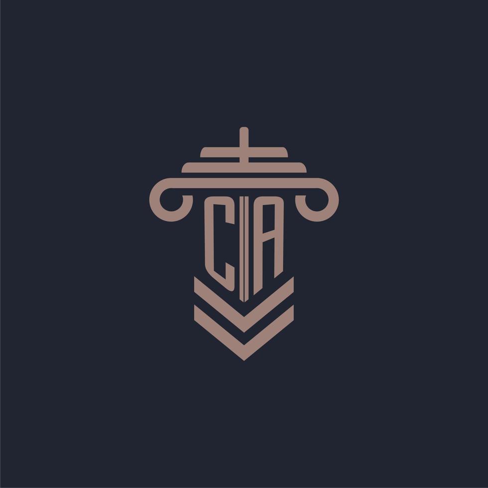 CA initial monogram logo with pillar design for law firm vector image
