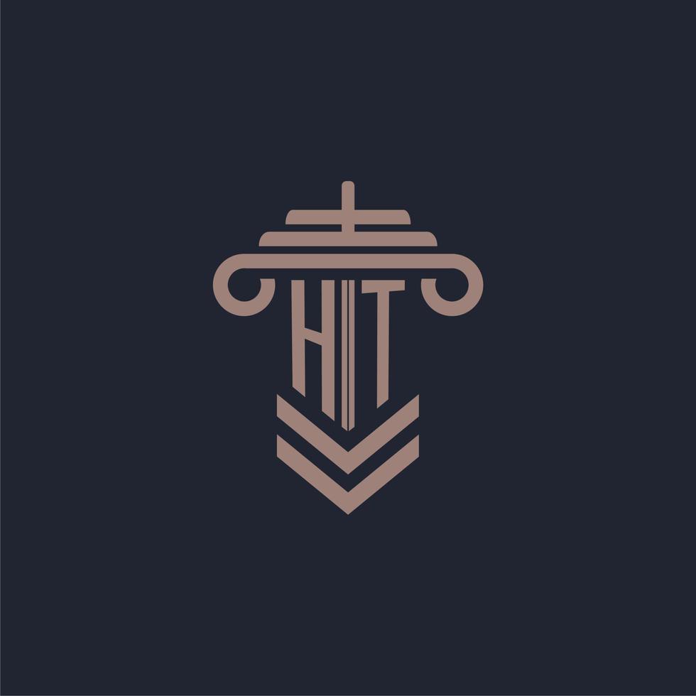 HT initial monogram logo with pillar design for law firm vector image