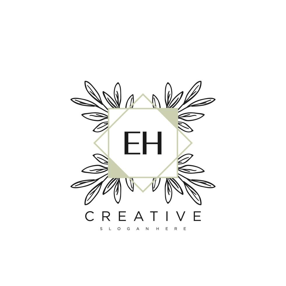 EH Initial Letter Flower Logo Template Vector premium vector art