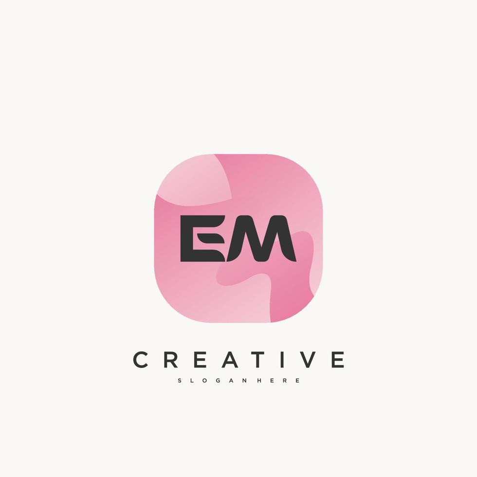 EM Initial Letter logo icon design template elements with wave colorful vector