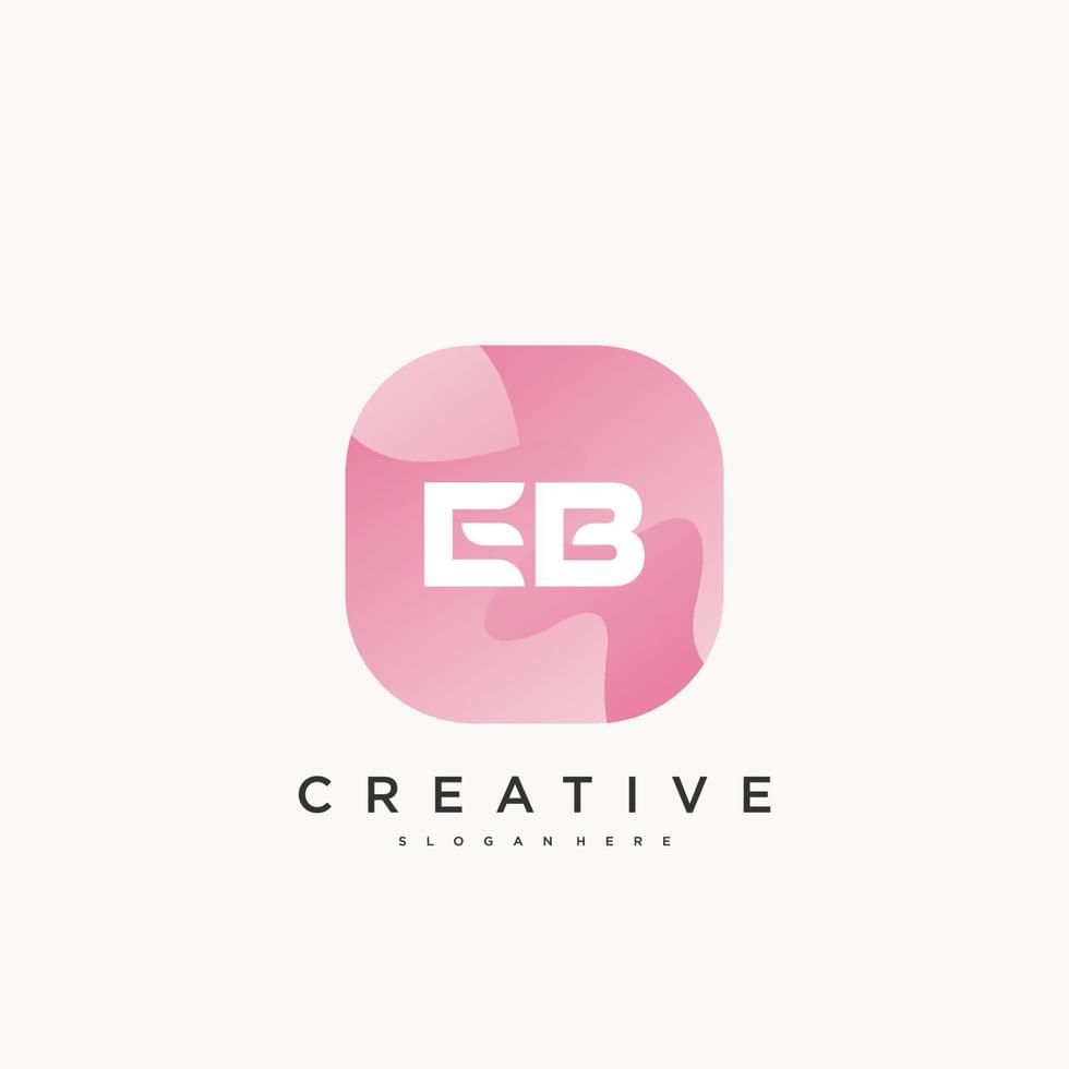 EB Initial Letter logo icon design template elements with wave colorful vector