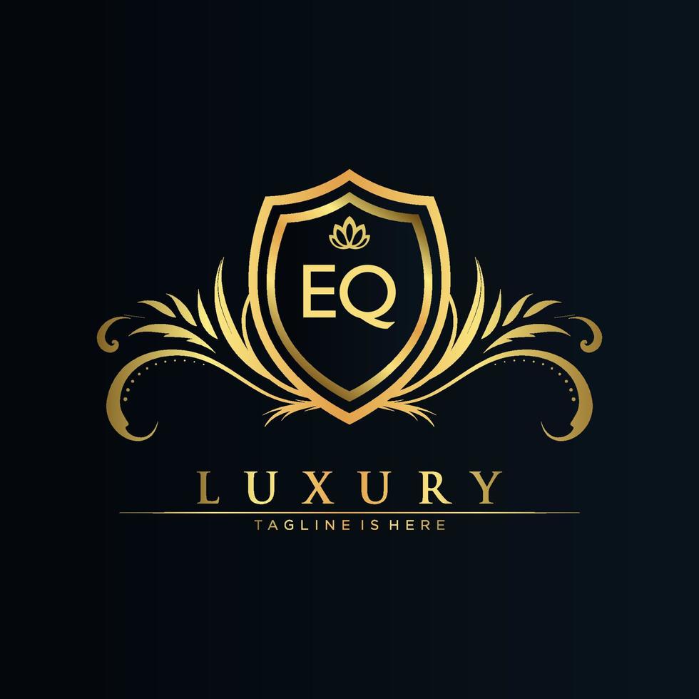 EQ Letter Initial with Royal Template.elegant with crown logo vector, Creative Lettering Logo Vector Illustration.