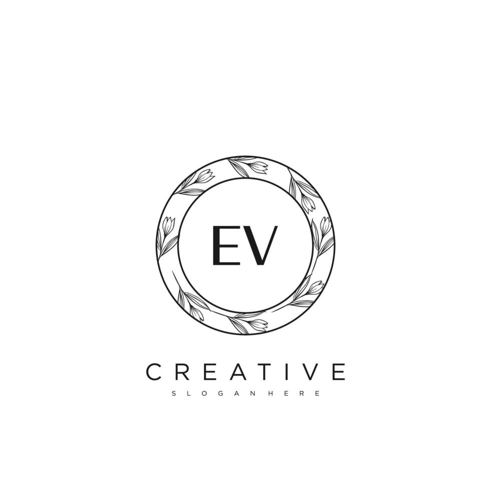 EV Initial Letter Flower Logo Template Vector premium vector art