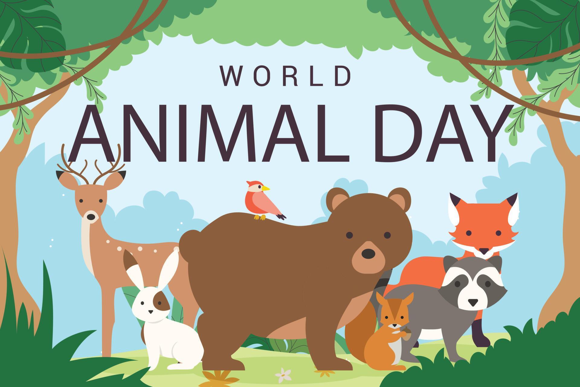 Happy World Animal Day, Wildlife Day. Flat Vector Illustration 13050215