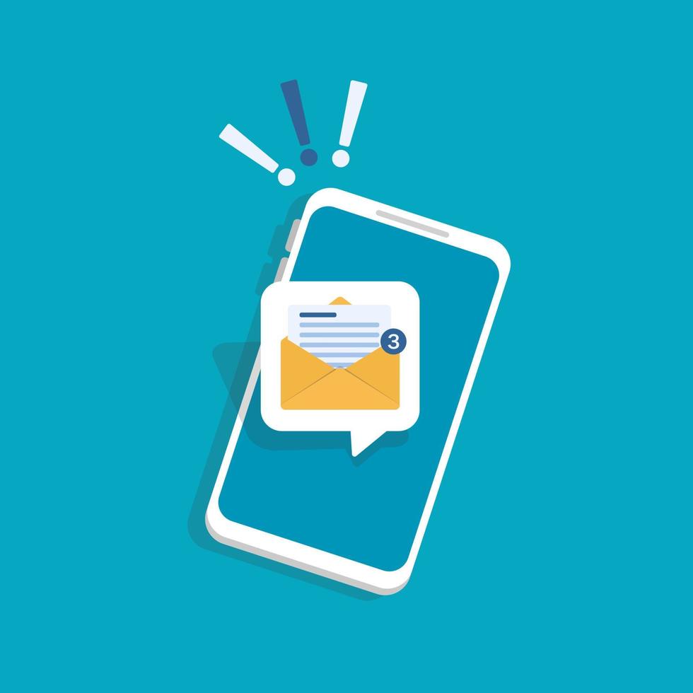 Notification of a new email on mobile phone or smartphone. Mail icon vector