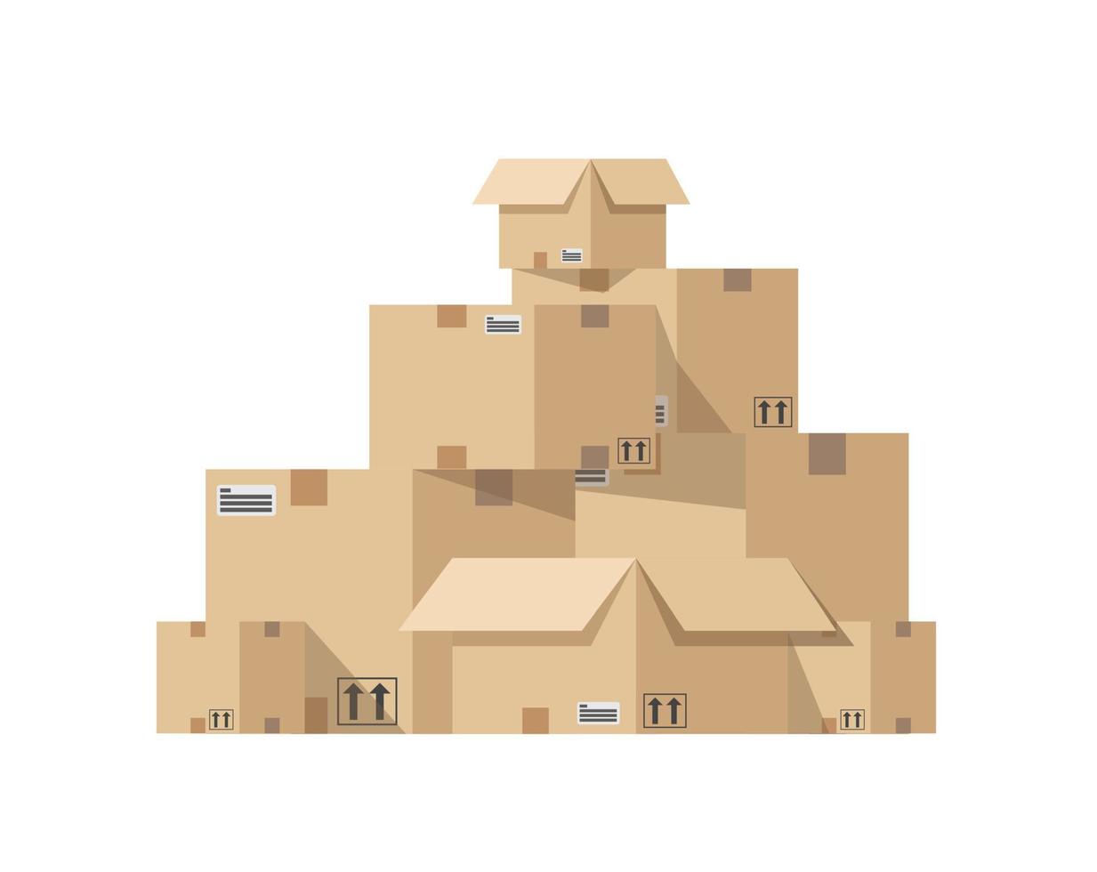 Pile of stacked sealed goods cardboard boxes vector