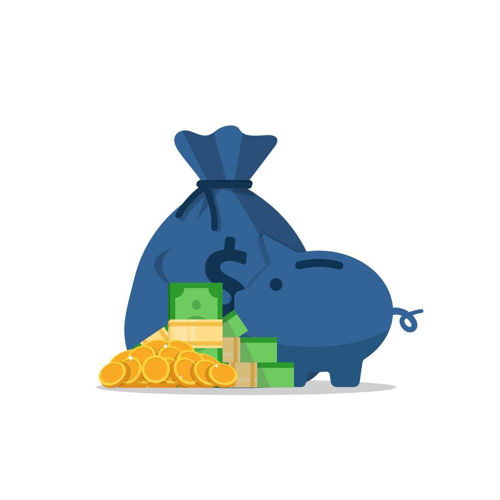 Money bag and gold coins,a pile of money vector