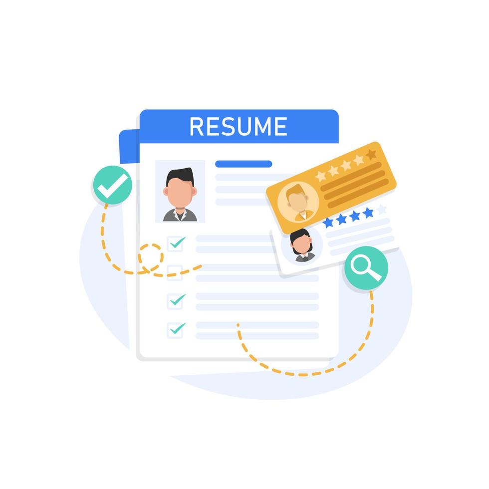 Resume. Job search and recruiting concept vector