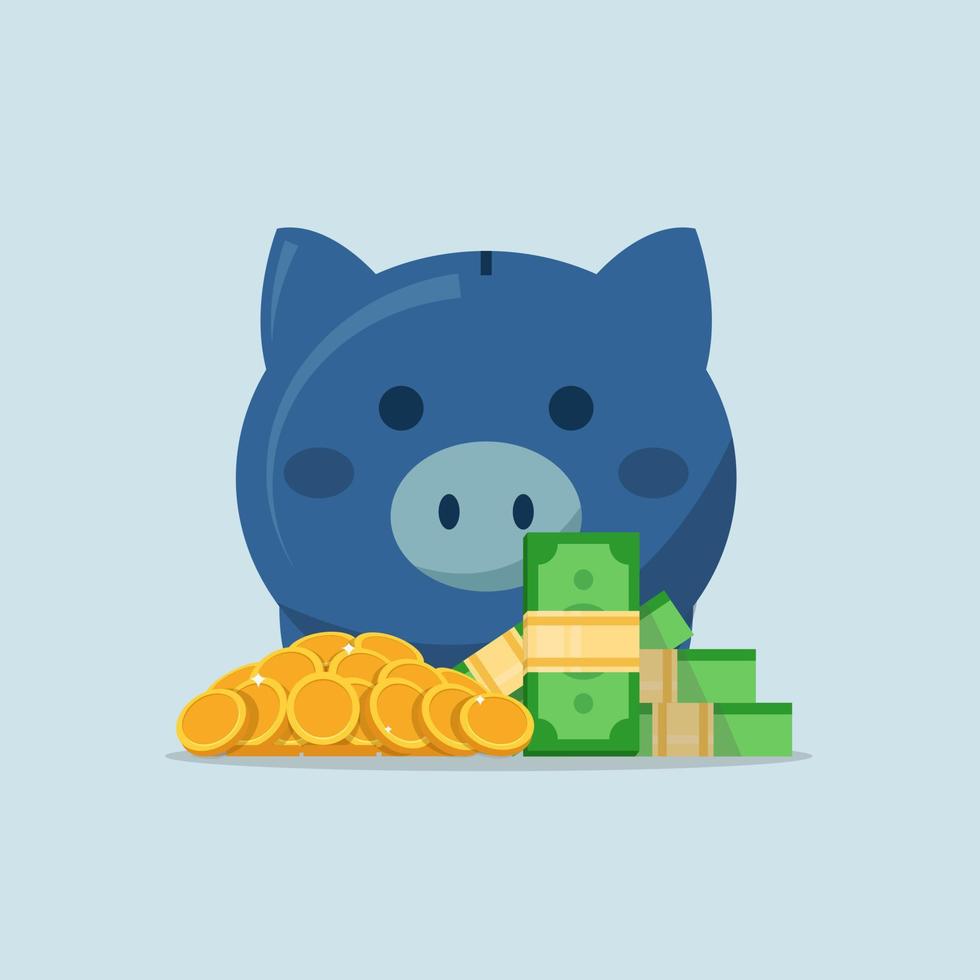 Piggy bank and money,Piggy Bank Icon vector