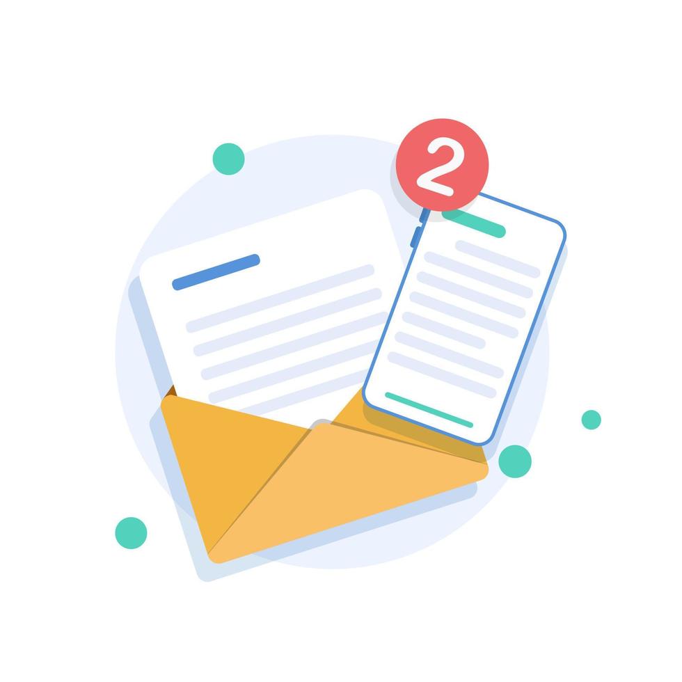 Smartphone and emailing,New message on the smartphone screen vector