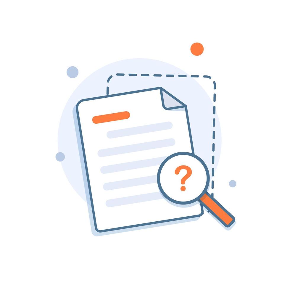 Documents icon and magnifying glass. Confirmed or approved document vector