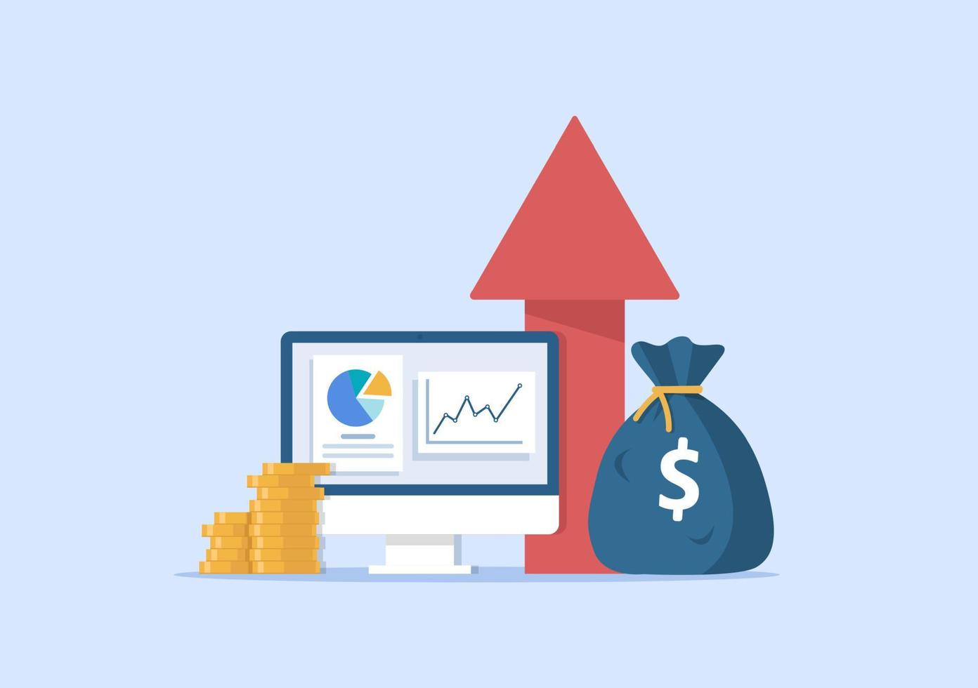 aumento de ingresos de fondos mutuos, informe estadístico, aumento de la productividad empresarial vector