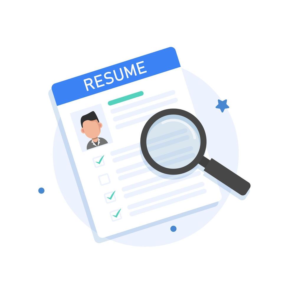 reanudar. concepto de búsqueda y contratación de empleo vector