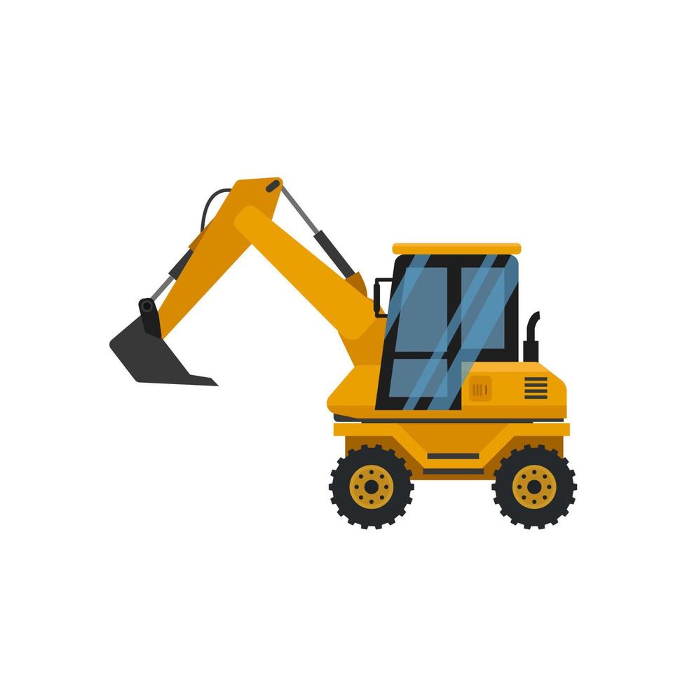 building excavator on a wheel base vector