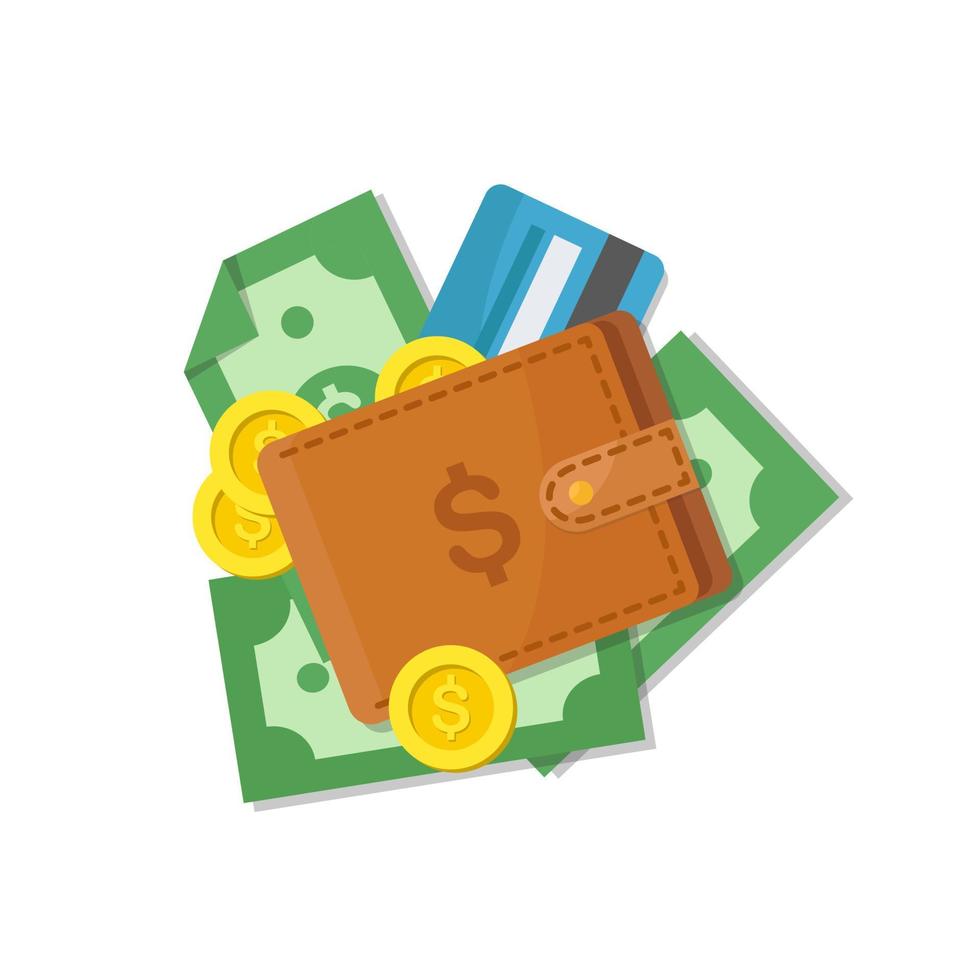 wallet with money dollar vector