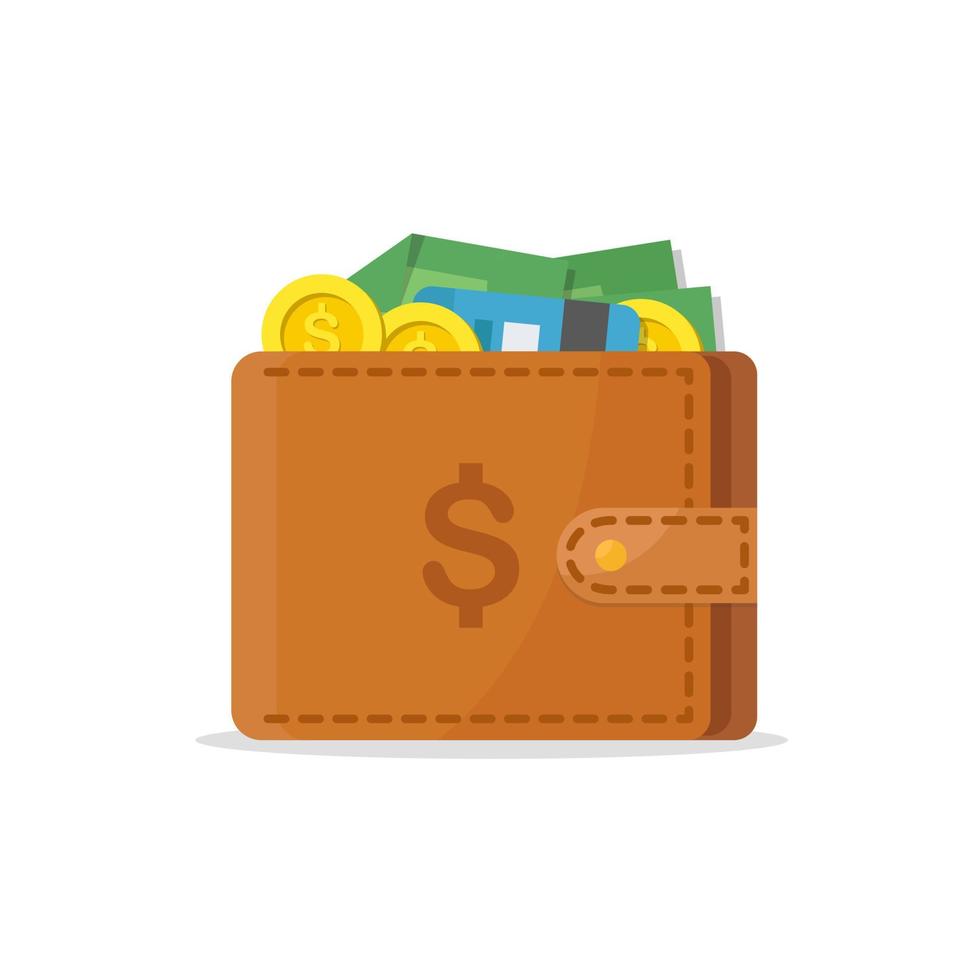 wallet with money dollar vector