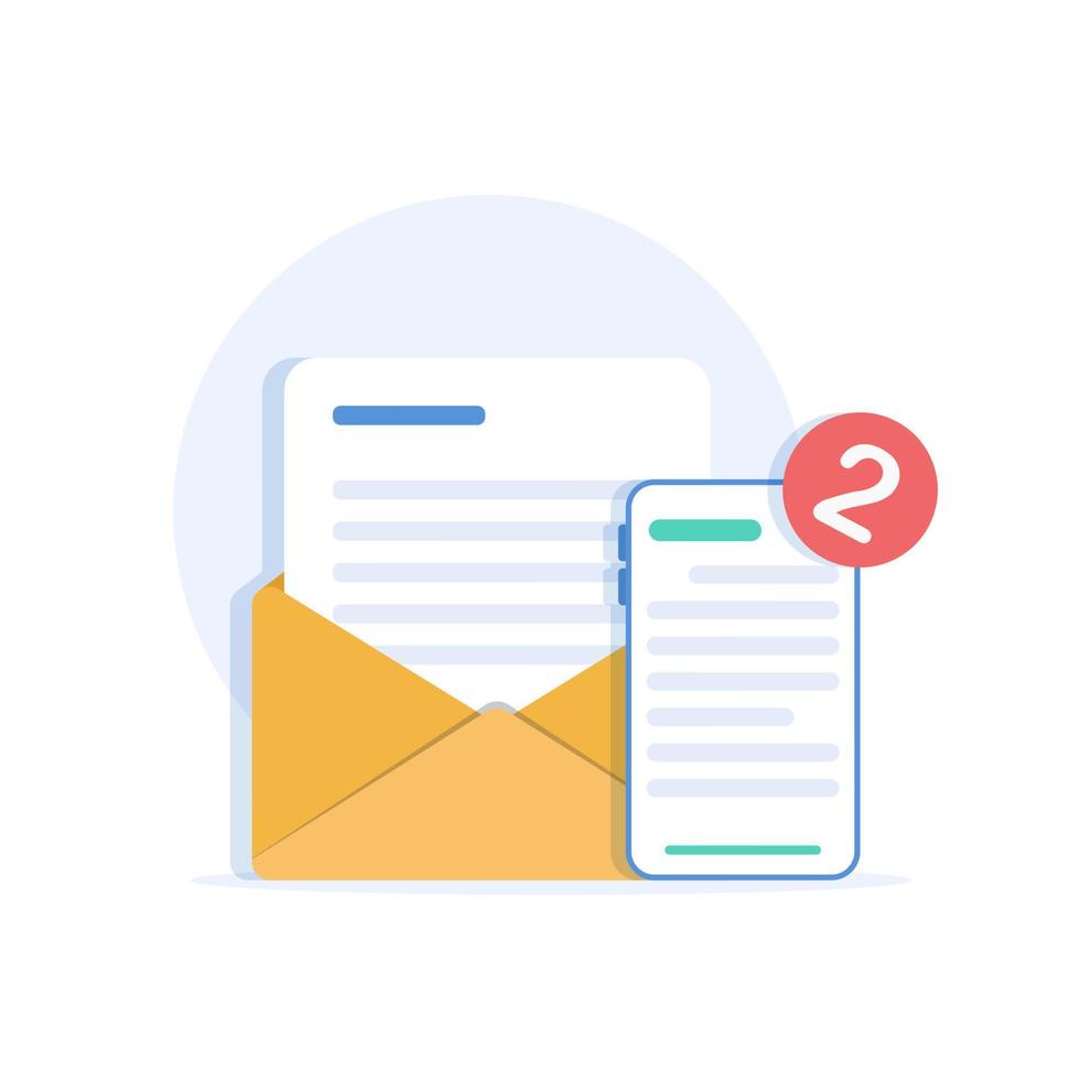 Smartphone and emailing,New message on the smartphone screen vector