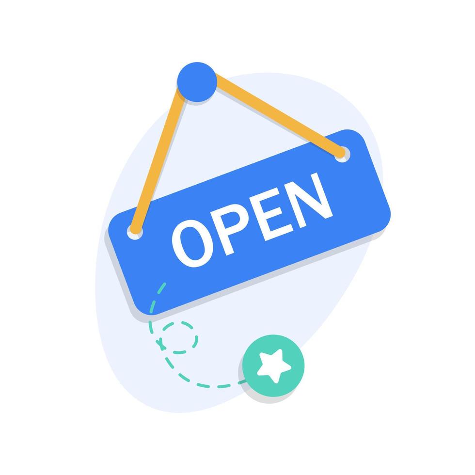 Open Sign.Thin line flat for web. On boarding screen for mobile apps vector