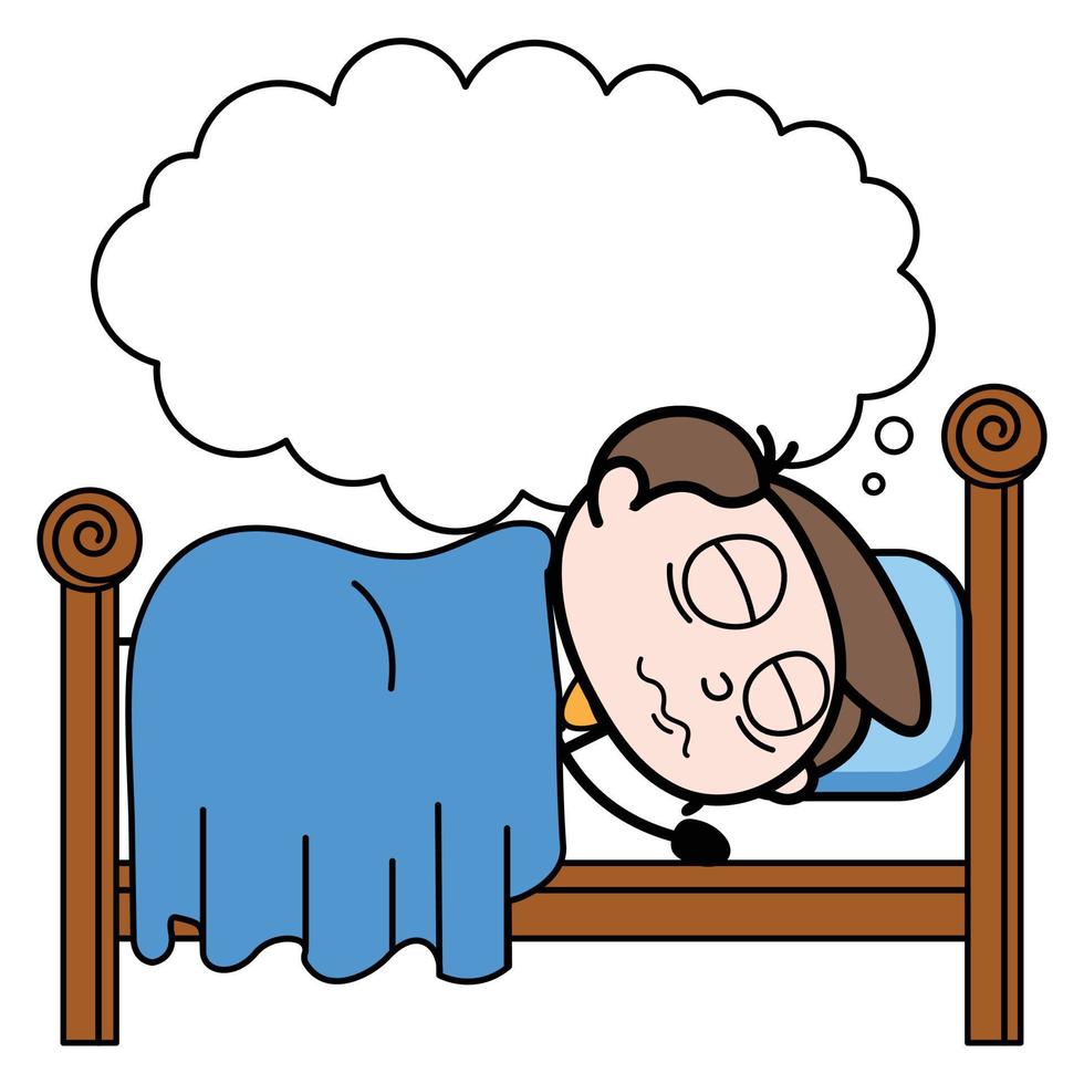 asset of young businessman cartoon character who is sick and sleeping on the bed vector