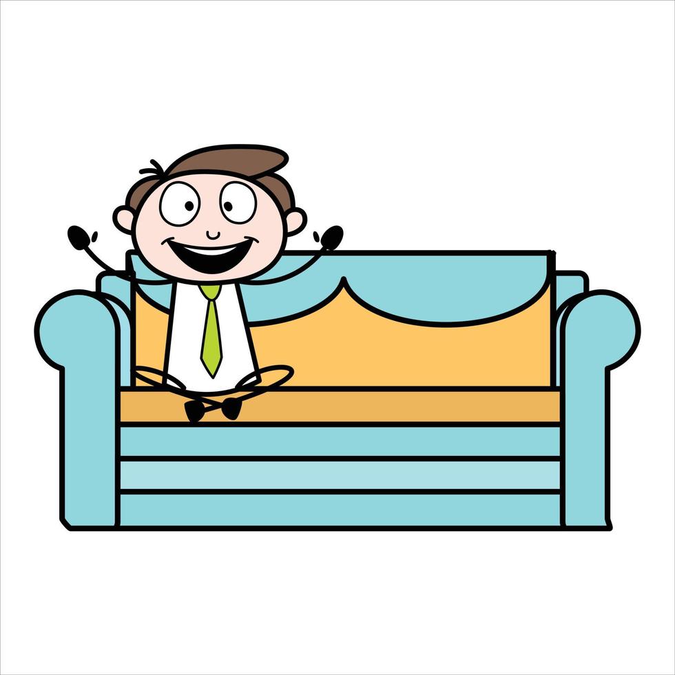 asset of a young businessman cartoon character relaxing on a big sofa vector