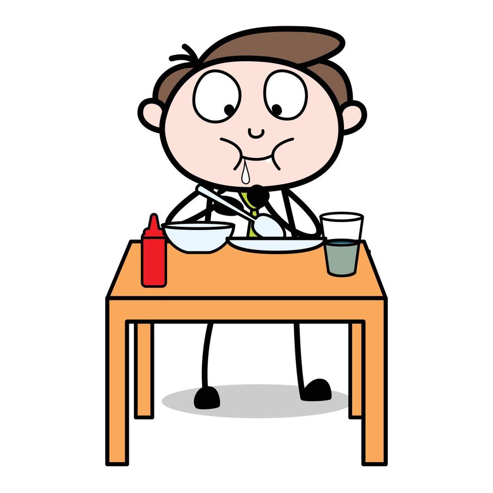 asset of young businessman cartoon character having lunch during break vector