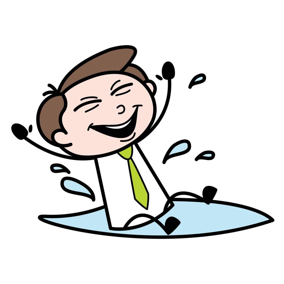 asset of young businessman cartoon character playing in water vector