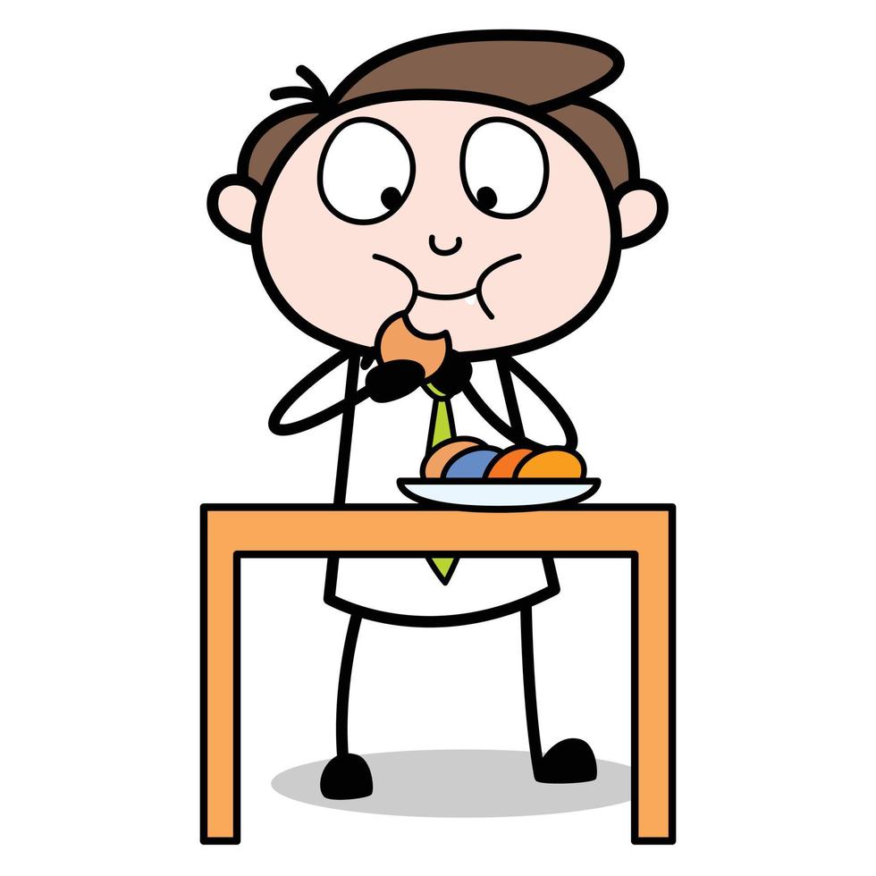 asset of a young businessman cartoon character eating a snack vector