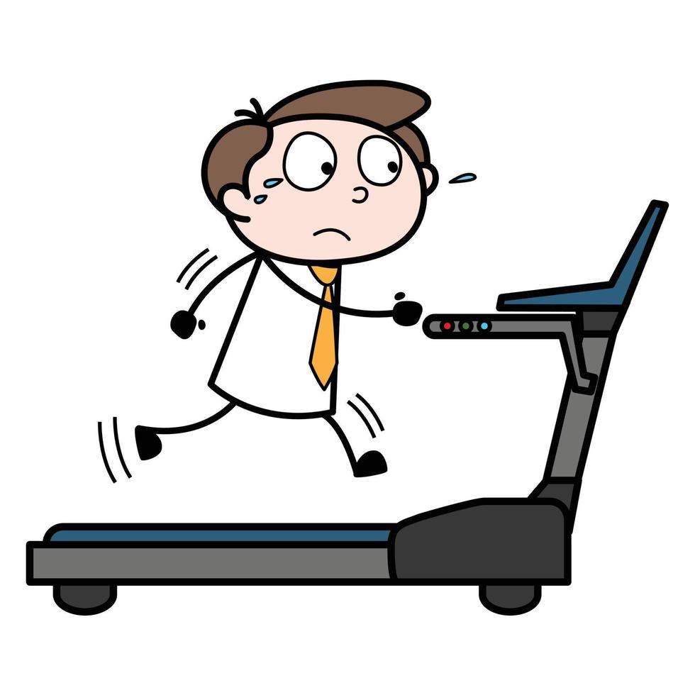 asset of a young businessman cartoon character running on a treadmill vector