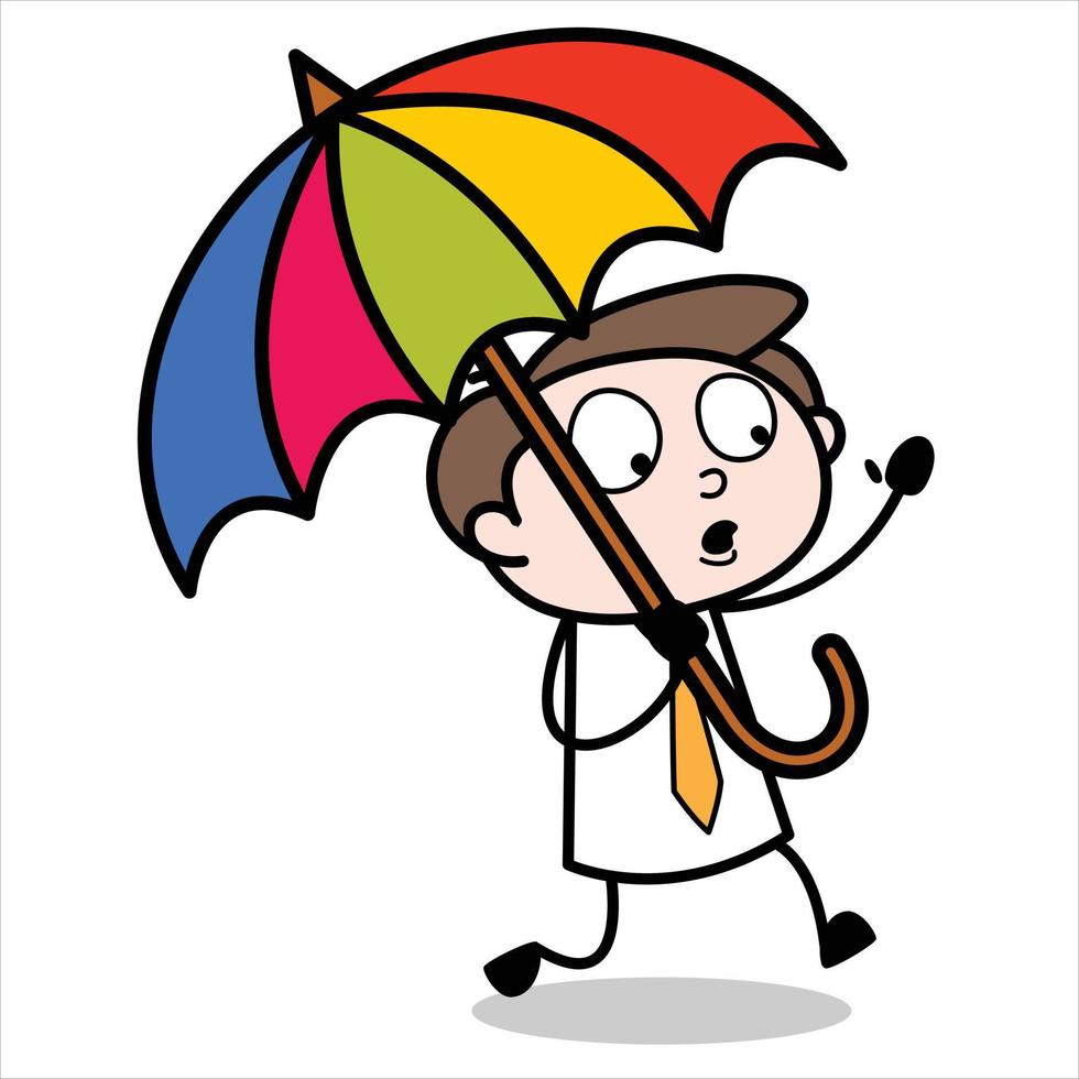 asset of a young businessman cartoon character carrying an umbrella vector