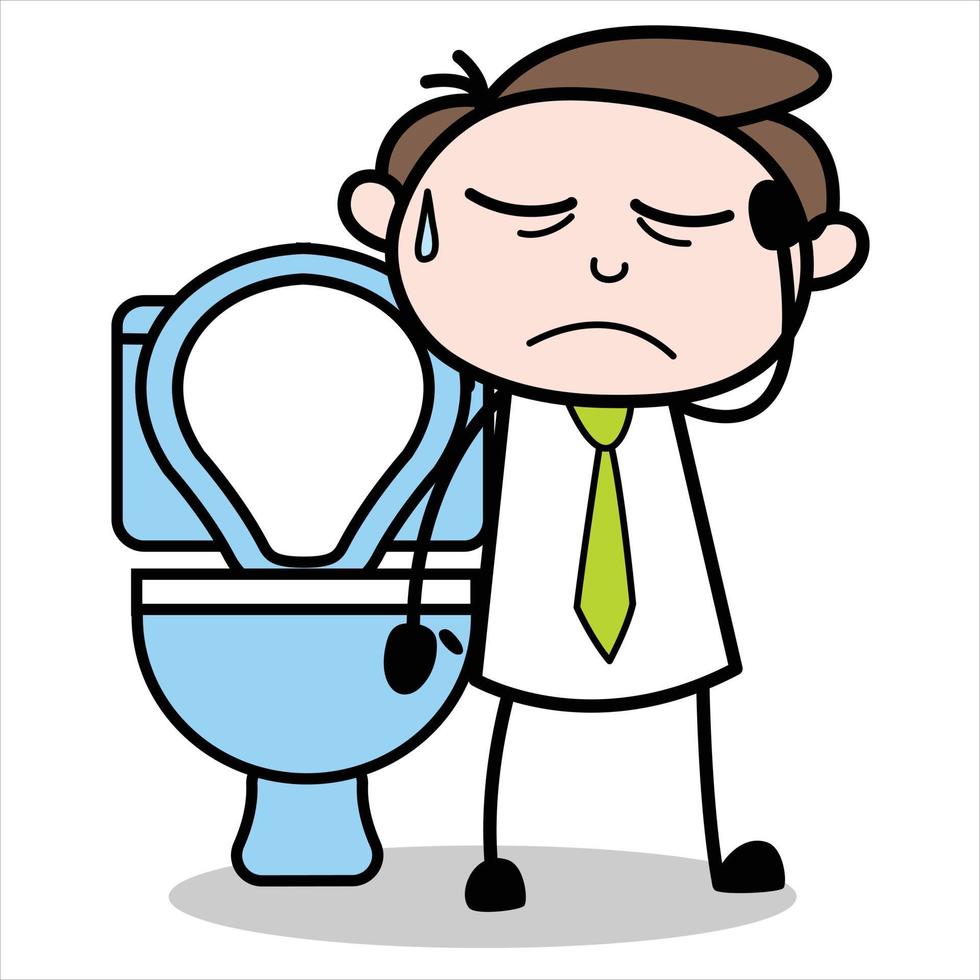 asset of a young businessman cartoon character on the toilet vector