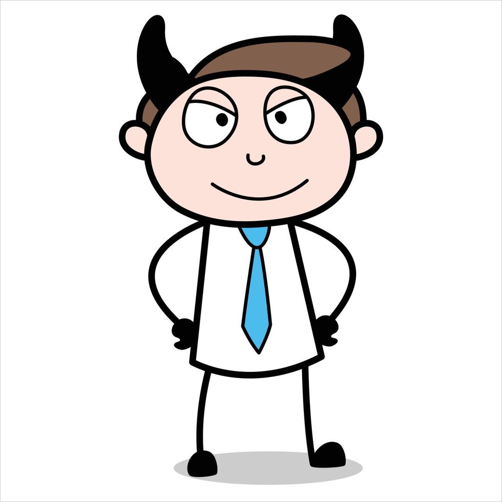 asset of a young businessman cartoon character that turns into horns vector