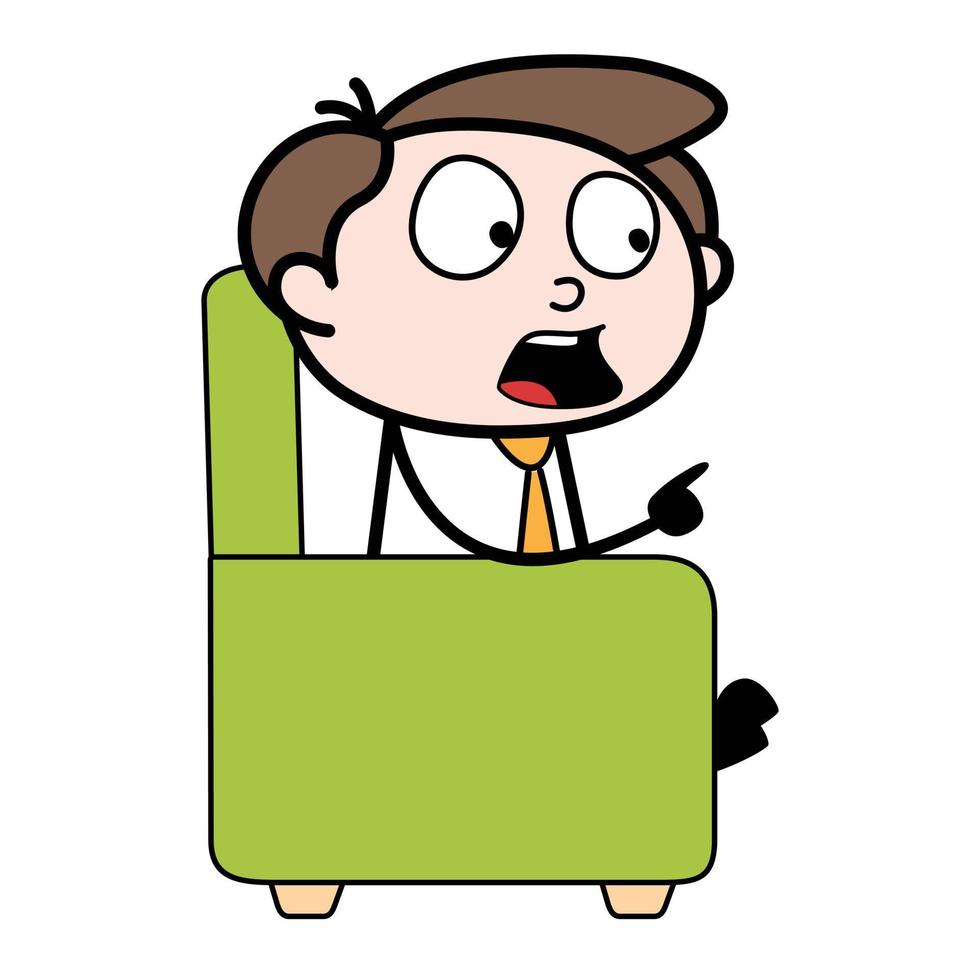 young businessman cartoon character asset being shocked on the sofa vector