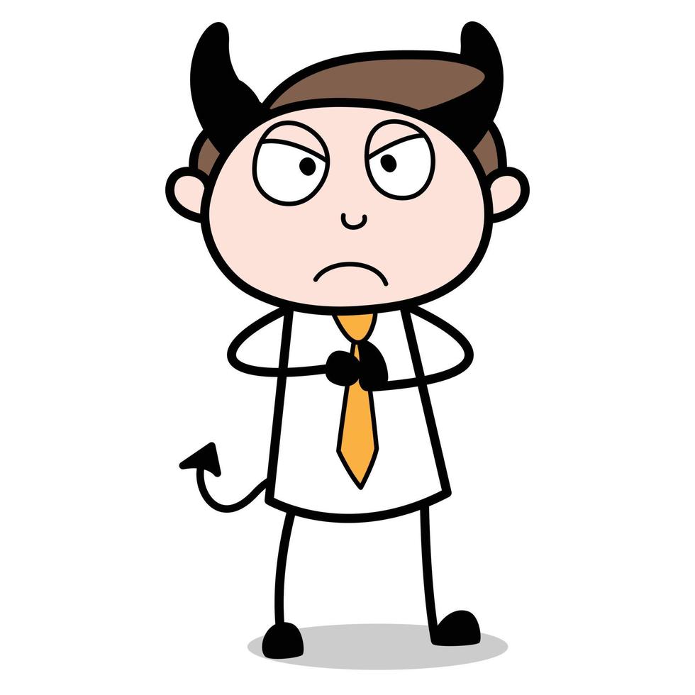 asset of a young businessman cartoon character who is turning into a devil vector