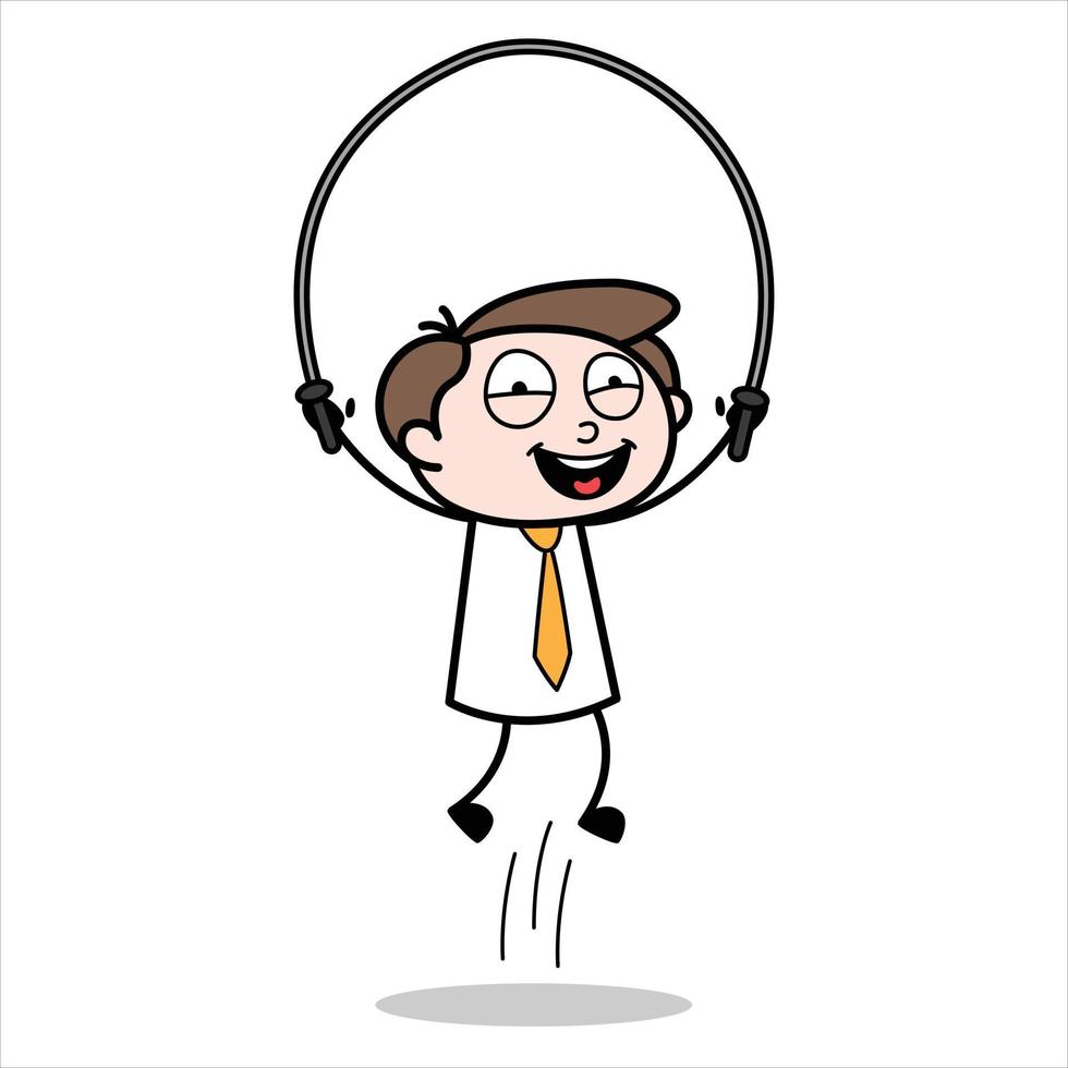 asset of young businessman cartoon character playing jump rope vector