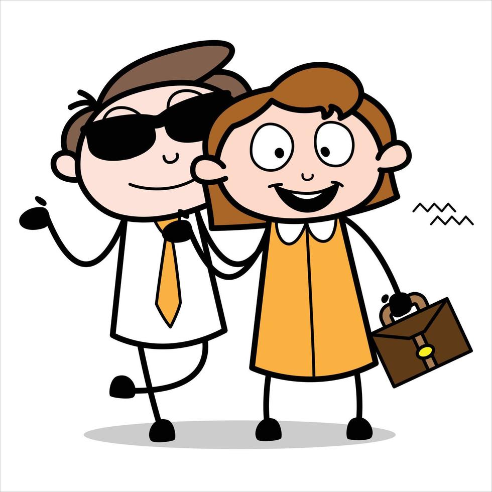 Stylish young businessman cartoon character asset with his partner vector