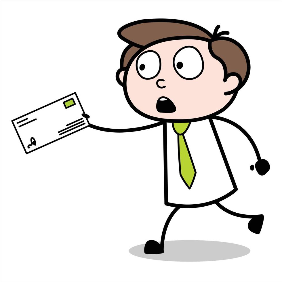 asset of a young businessman cartoon character running to deliver a letter vector