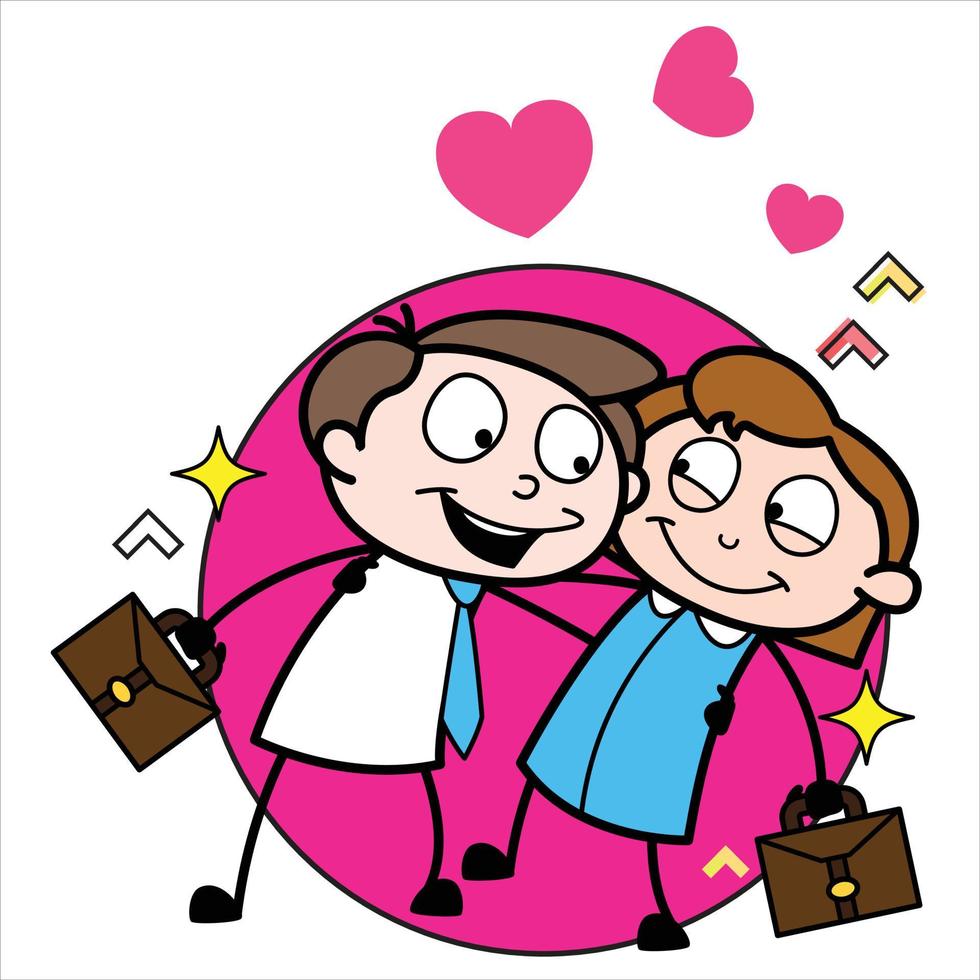 asset of a young businessman cartoon character who is happy to meet his girlfriend vector