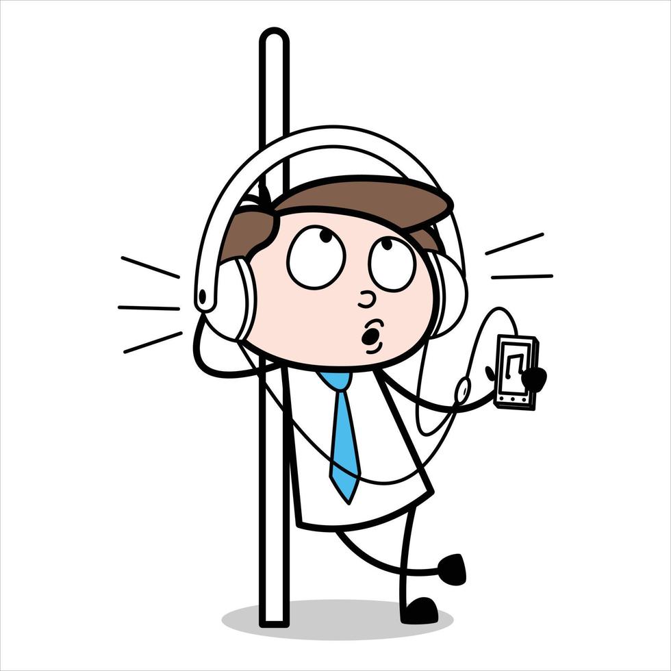 asset of a young businessman cartoon character listening to music during a break vector