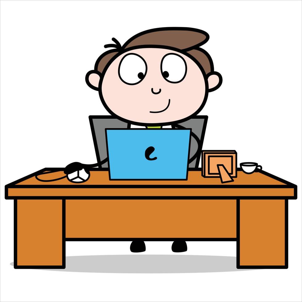 asset of a young businessman cartoon character who is focused on doing his work vector