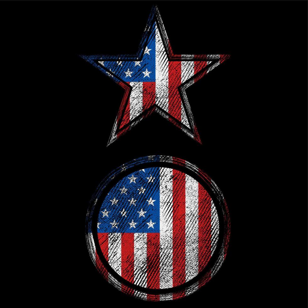 grunge star with circle usa flag vector design