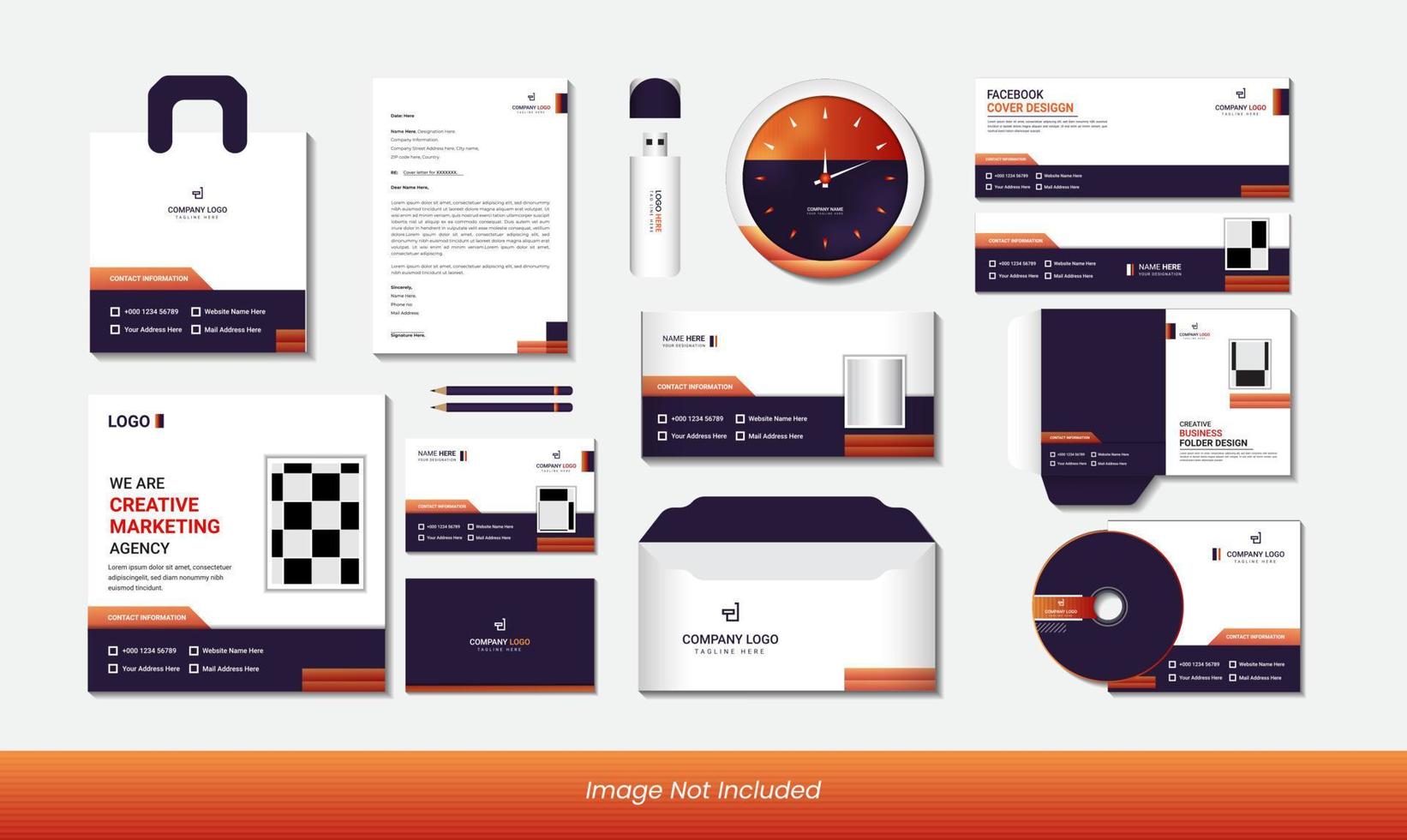 Stationary 15 in 1 pack design with creative simple shapes. vector