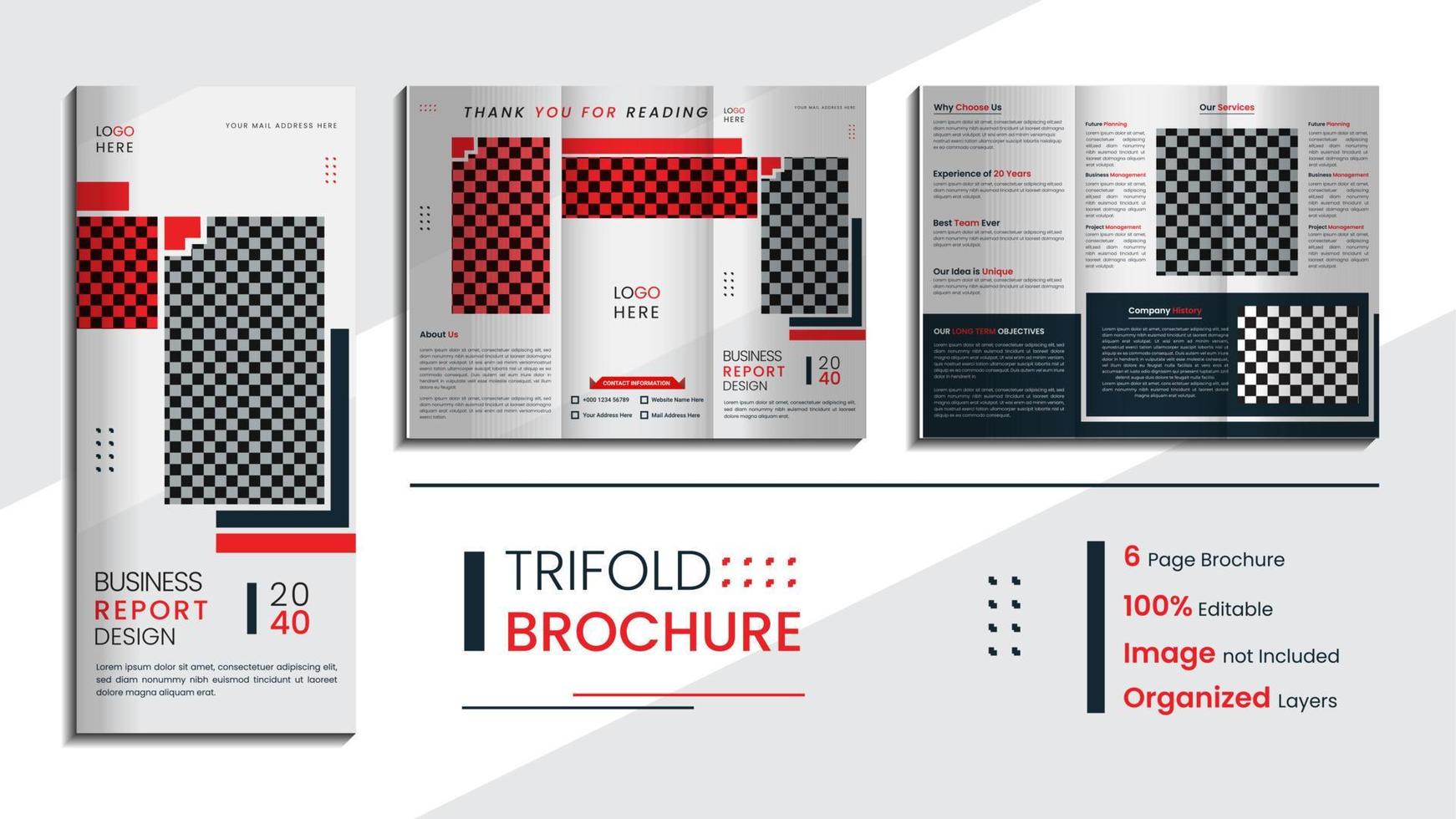 Print Minimal corporate trifold brochure design with simple creative shapes vector