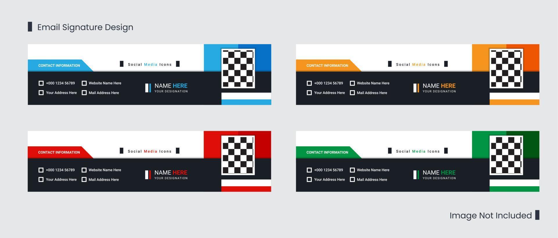 Stylish promotional Email signature template design or email footer with minimal shapes vector