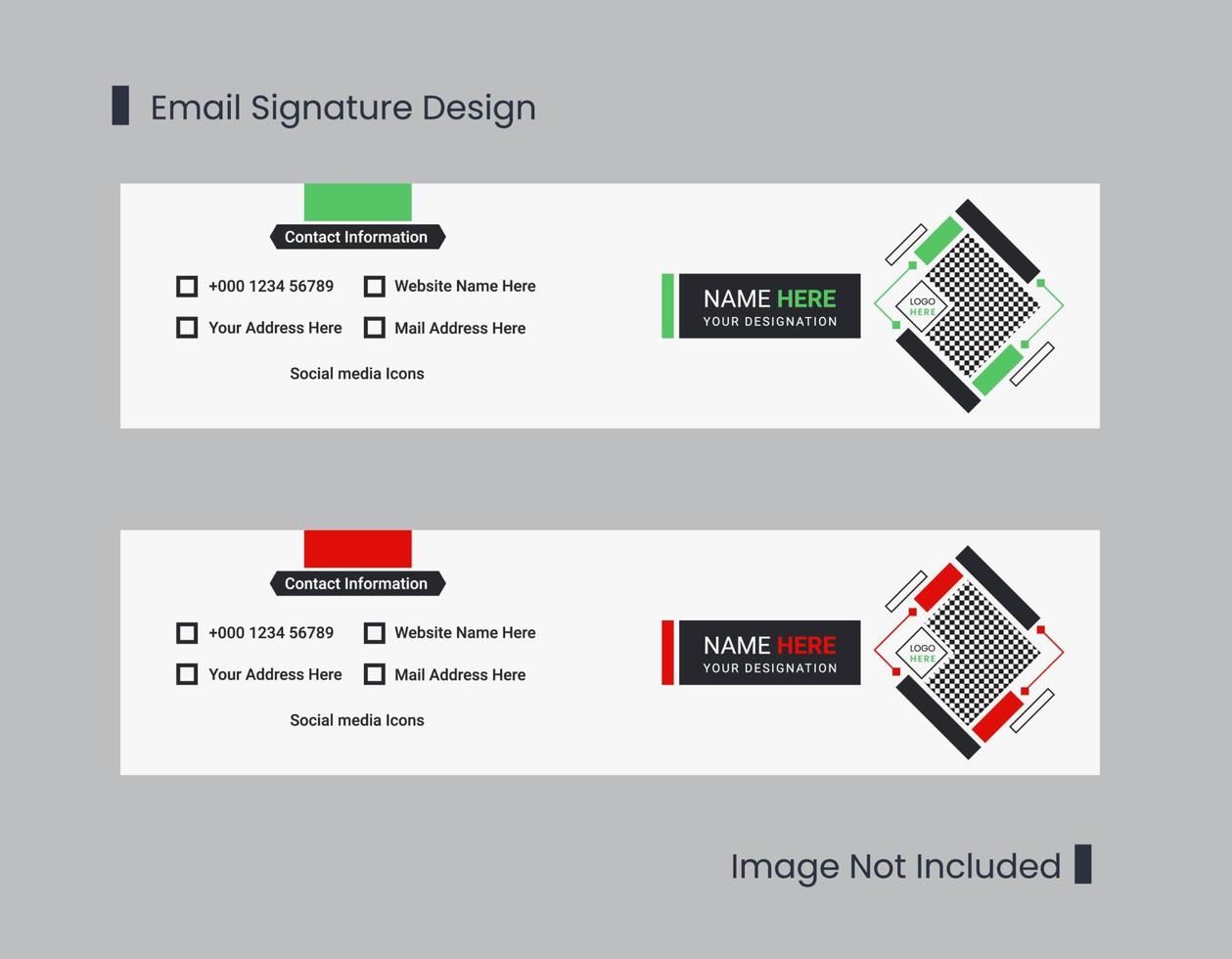 Email signature template design or personal social media cover set design vector