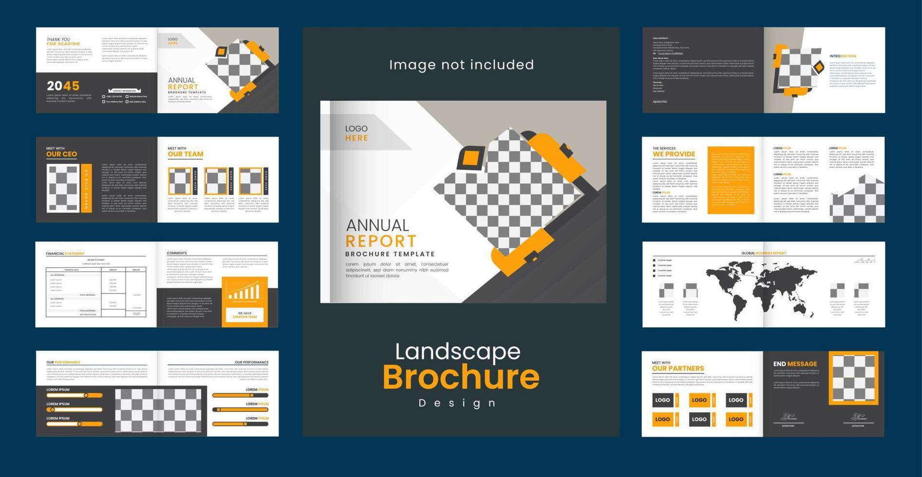 Print Print Modern 16 page landscape creative annual report brochure template layout design vector
