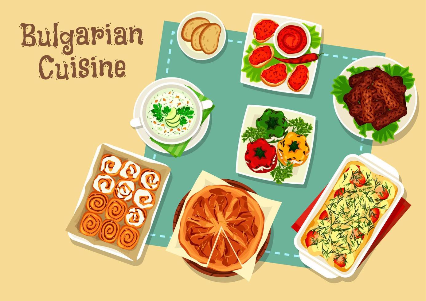 Bulgarian cuisine icon design with national food vector