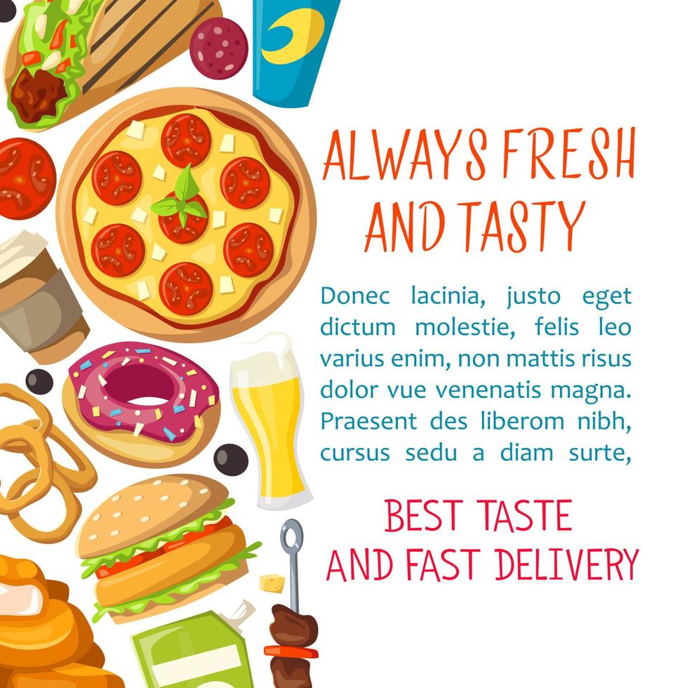 Vector fast food restaurant delivery poster