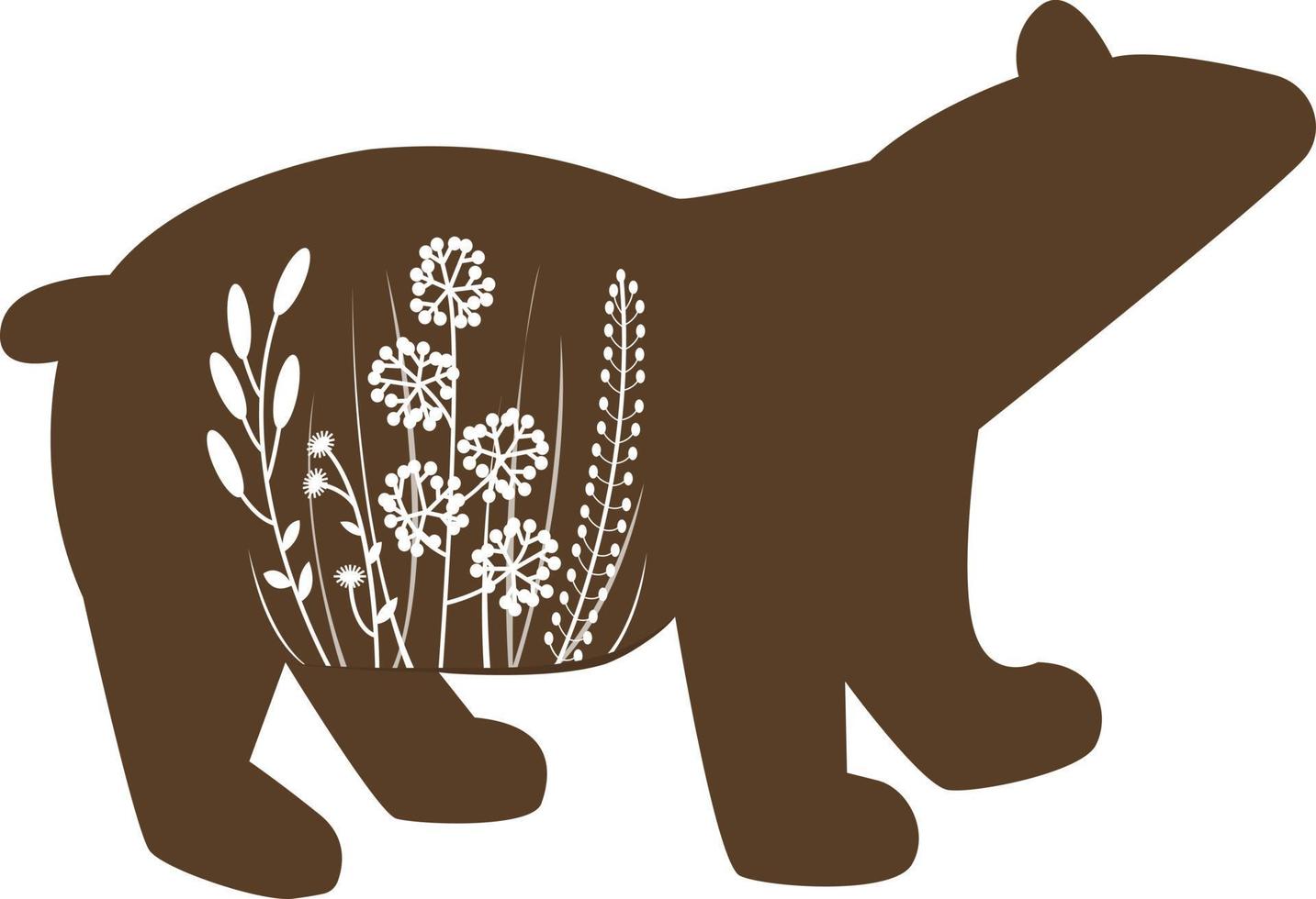pictograma de vector de oso floral