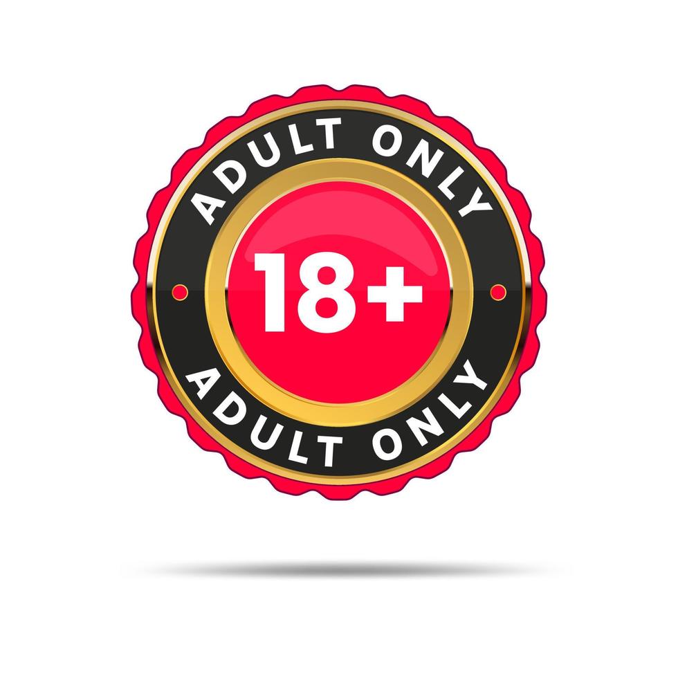 Under eighteen round sign adults only red 18 plus button vector