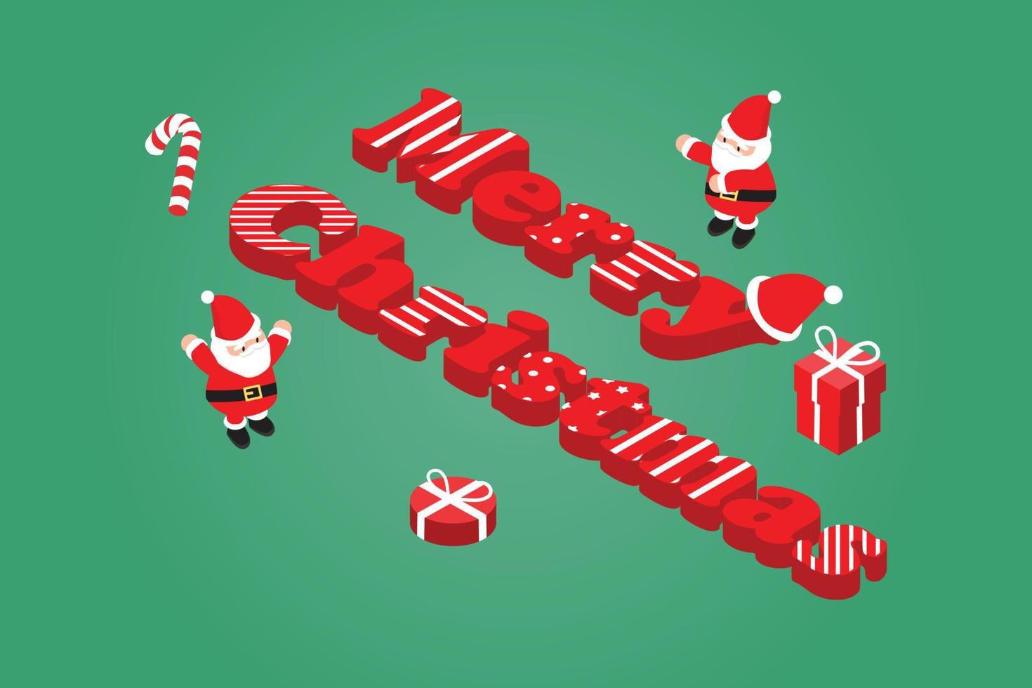 isometric Christmas banner template promotion for advertising with santa vector